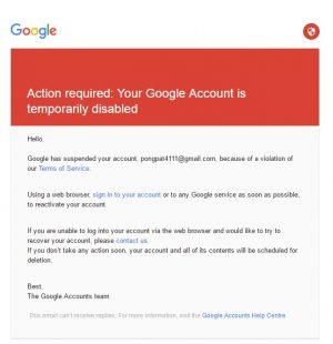 E-Mail Alert from google